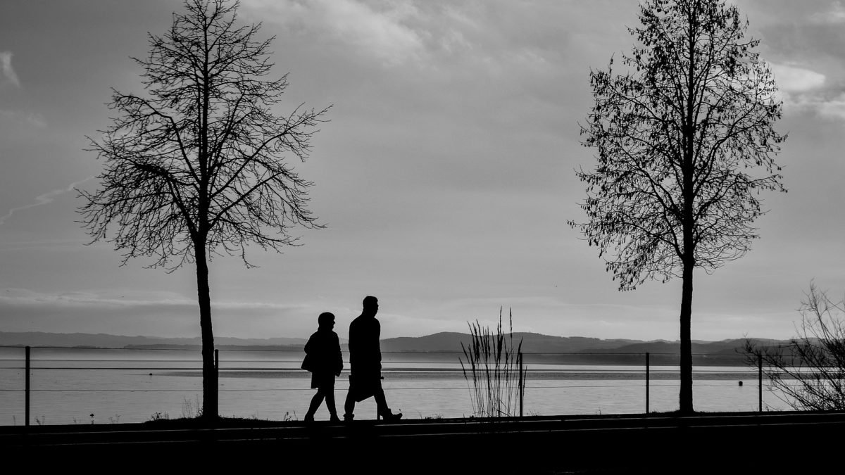 silhouettes walking together
