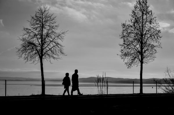 silhouettes walking together